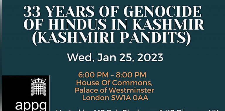 Commemoration of the 33rd year of the genocide of Hindus (Kashmiri Pandits)