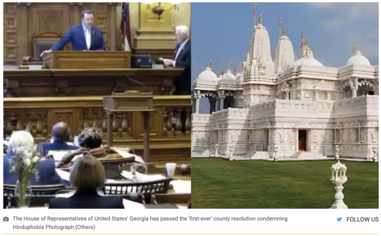 Georgia becomes first American state to condemn Hinduphobia, passes resolution