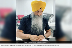 Three Khalistan extremists have been sentenced for the attempted murder of popular Auckland-based radio host Harnek Singh, who has been vocal against the ideology of Khalistan, The Australia Today reported.