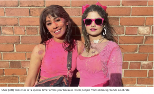 BBC image Shaz (left) feels Holi is "a special time" of the year because it lets people from all backgrounds celebrate