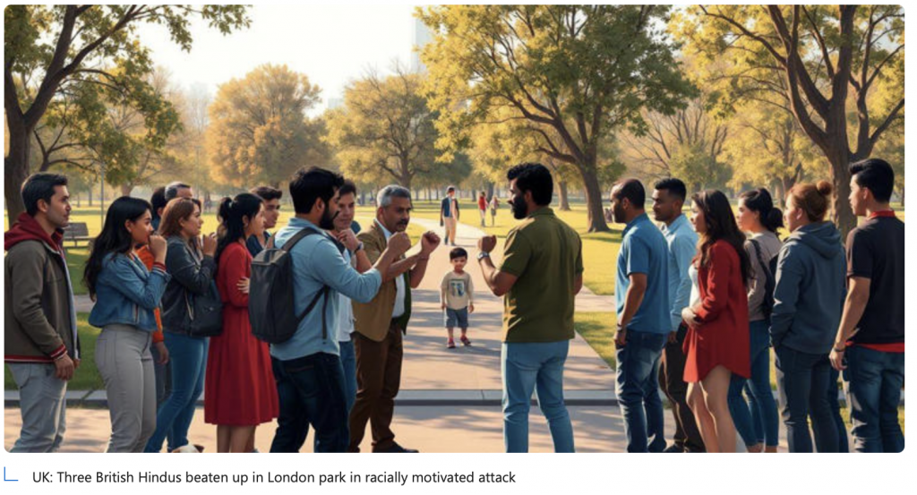 Three British Hindu men were asked their ethnicity in a London park
